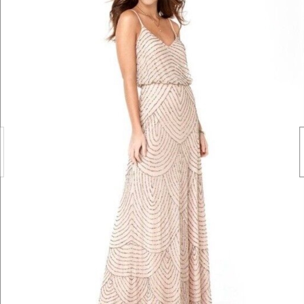 Adrianna Papell Cream Beaded Wedding Dress